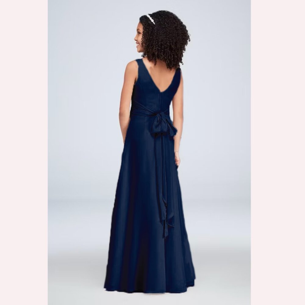 David’s bridal Marine navy junior bridesmaid dress Girls 8 - Picture 2 of 14